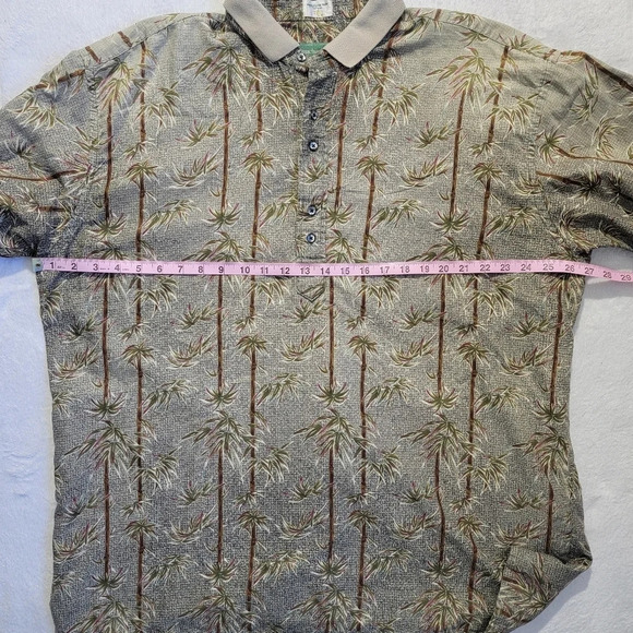 Michael Thomas Ltd Egyptian Nile Cotton Shirt Tan Cream Bamboo Collared Size XXL - Picture 9 of 10